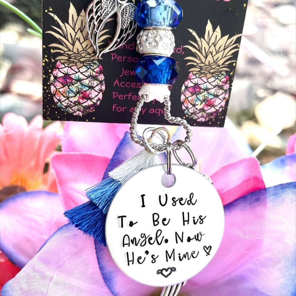 I used to be his angel now he's mine - Rear view hanger - Memorial Gift - Angel